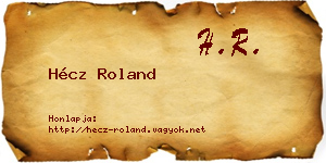 Hécz Roland névjegykártya